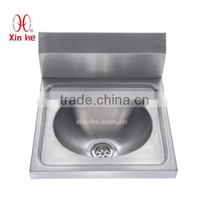 Stainless Steel Wall Hung Commercial Hand Washing Sink With Backsplash and Tap Hole for Public Use thumbnail-3