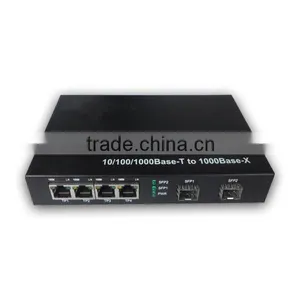 4X1000M Base-TX - 2X1000Base-FX Ethernet Sfp Fiber Optic Switch Converter thumbnail-5