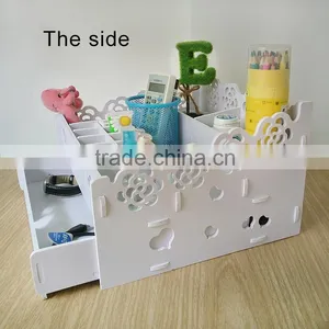 White Cosmetic Wooden Box With Drawer For Girls Design Wholesale Carved Boxes thumbnail-4
