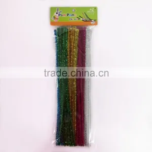 Factory Supply DIY Crafts 0.6*30cm Tinsel Glitter Pipe Cleaners Chenille Stems Toys for Kids or Wedding Party Decoration thumbnail-1