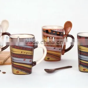 Egypt Style Ceramic Mug With Spoon thumbnail-2