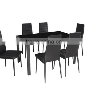 1+6 Tempered Glass Dining Room Set thumbnail-1