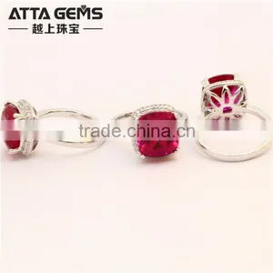 Beautiful Cushion Shape Synthetic Ruby Sapphire Gemstone 925 Silver Ring for Girl thumbnail-3