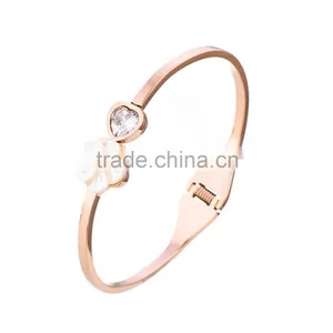 Newest Beautiful Bangle Design Zircon Stainless Steel Bangle thumbnail-4