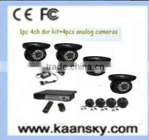 Lowest Price 4 Pcs Analog ir Dome Cameras and 1 pc H.264 4ch Dvr Cctv Security Dvr System thumbnail-1
