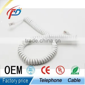 Indoor Curly Flat Telephone Cable With Rj11 Plugs 1M 1.5m 2m thumbnail-2