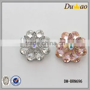 Good Quality Flowe Shape Glass Brooch in Bulk Rhinestone Brooch thumbnail-2