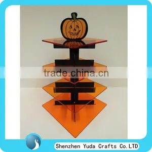 Acrylic Cake Display for Halloween, Yellow Pumpkin Shape Party Cake Display Stand thumbnail-1