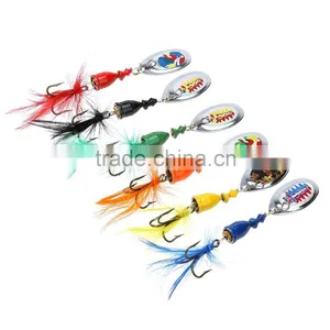 6Pcs 7cm 4g Hard Fishing Lures Spoon Noise Sequin Paillette Baits With Feather Treble Hook Set Tackle thumbnail-6