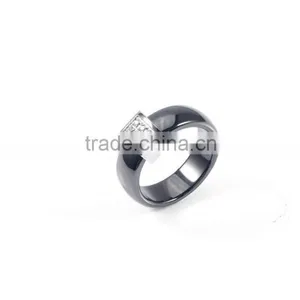 Wholesale Stainless Steel Micro-setting cz Diamond Black Color Women and Men's Ceramic Ring Jewelry thumbnail-4