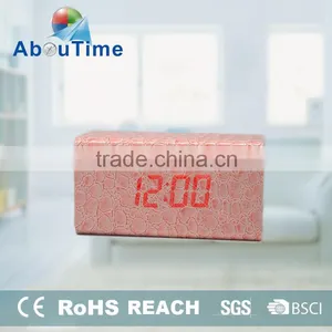 2016 New PU Wooden Led Digital Alarm Clock thumbnail-1