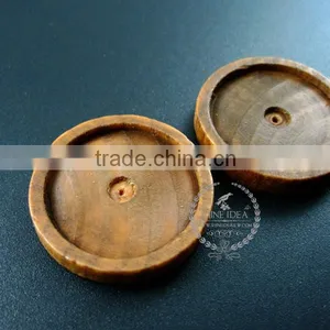 25mm Setting Size Vintage Style Natual Log Wood Round Bezel Pendant Setting DIY Findings Supplies 1411135 thumbnail-4