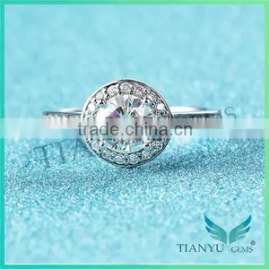 1Carat Round Cut Moissanite Diamond Wedding Ring 925 Sliver Finger Ring thumbnail-2