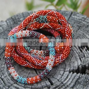 Hand Crochet Rollover Glass Bead Bracelets thumbnail-2