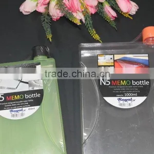 A5 850ml Flat Transparent Memo Water Bottle, N5 1000ml Memo Water Bottles, 2016 Design Memo Water Bottle! thumbnail-4