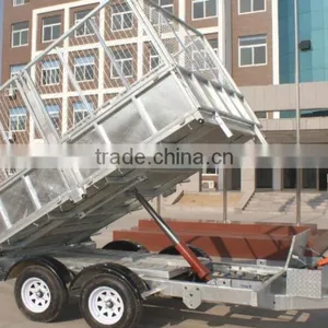 Fully Hot Deep Galvanized Tipping Trailer 2 Ton ,dump Wagon, Tandem Axles With Battary Oil Tank and Wire Mesh Fence thumbnail-6