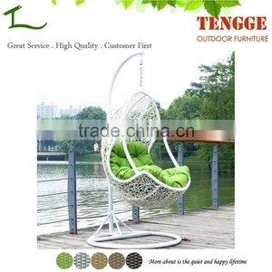 TG15-0146 Outdoor Furniture White Synthetic Rattan Wicker Swing Chair thumbnail-1