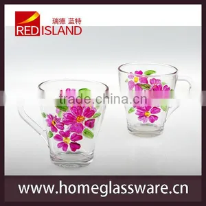 Glass Manufactory Supply Hand-painted Emboss Drinking Glass Mug, Tea Cup thumbnail-1