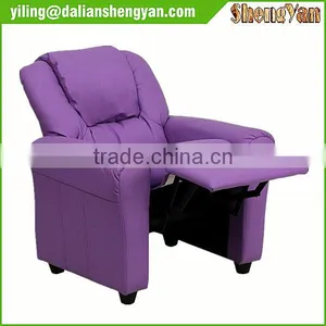 Contemporary Purple Vinyl Kids Recliner With Cup Holder and Headrest thumbnail-5