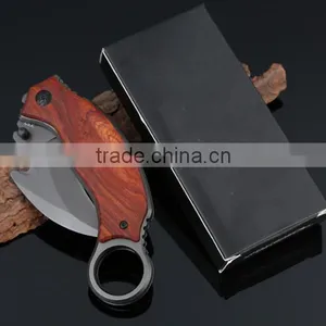 High Quality Outdoor Survival Wooden Handle Hunting Hook Knife thumbnail-5