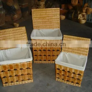 Round Wood Laundry Basket With Lid for Dirty Clothes thumbnail-1
