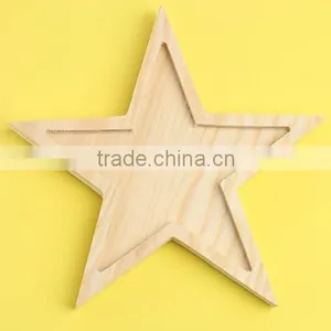 Unfinished Wood Craft Star Cutout With Inlay thumbnail-1