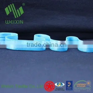 Blue Spandex Nylon Woven Plush Shiny Fold Over Elastic for Lingerie FOE thumbnail-5