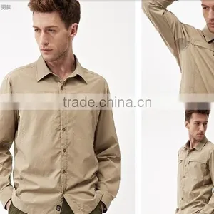Dual Function Men Shirts Outdoor Anti-uv Quick-dry Clothes Khaki Color Fishing Hiking Shirt thumbnail-1