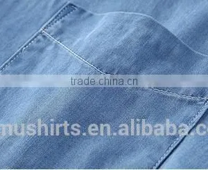 Wholesale Denim Shirt for Mens Shirt Factory Cotton Washed BLUE Mens Denim Shirts thumbnail-4