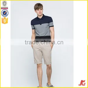 Wholesale Colorfast Combed Cotton Pique Ribbed Collar and Cuff Golf Matching Color Polo T-shirt Color Matching For Men thumbnail-1