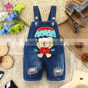 Parachute Little Bear Baby Denim Short Pants Overalls Kids Strap Jeans Pants thumbnail-1