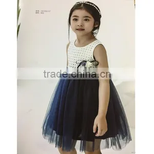 2-8years Baby Girl White and Navy Mesh Dress thumbnail-1