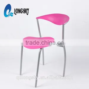 LS-4026A Plastic Blue Dining Chair Hotel Furniture Manufacturer in China Best Selling Iron Frame Blue Plastic Chair With Armrest thumbnail-4