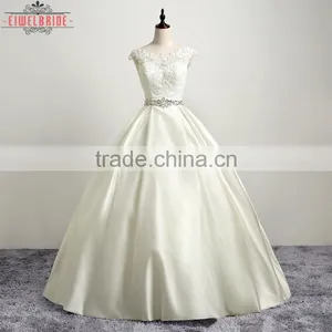 OEM Long Floor-length Beige Bridal Gown Wedding Dress thumbnail-1