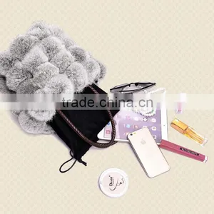 100% Real Rabbit Woman Bucket Handbag Rabbit Fur Ball Ladies Shoulder Bag thumbnail-4