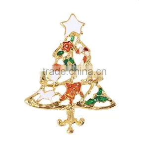 Pin Brooches Christmas Tree Gold Plated Red & Green Enamel Christmas Brooch thumbnail-1