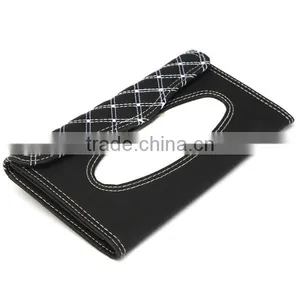Car Sun Visor Tissue Paper Box Case Auto Interior Decoration Accessories Holder Napkin Clip PU Leather thumbnail-2