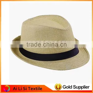 2016 Wide Brim Sun Hats for Women Men Jazz Caps Panama Fedoras Unisex Top Beach Visor Hat Straw Cap Brief Solid thumbnail-2