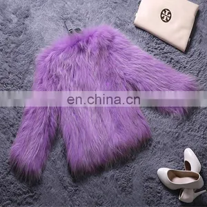 Solid Color Winter Fashion Hand Made Fur Overcoat Raccoon Fur Outer Wear thumbnail-2