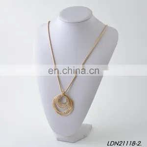 Latest Jewelry Design Long Snake Chain Worn Gold Silver Multi-circle Pendant Necklace Wholesale thumbnail-6