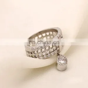 Hollow Circle Ring Small Zircon Charm Ring Delicate Engagement Ring thumbnail-3