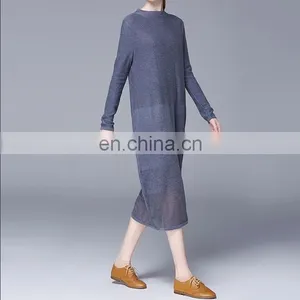 2016 China Clothing Factory Customize Fashion Simple Chiffon Lady Knit Dress thumbnail-3