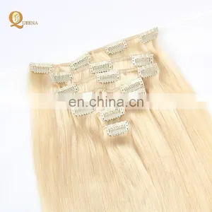 Factory Wholesale Platinum Blonde Indian Human Hair 150g 220g Remy Clip in Hair Extension thumbnail-4