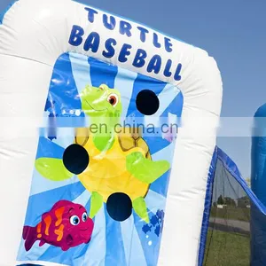 Seaworld Themed Inflatable Carnival Games Set Big Mouth Baseball Basketball Challenge Game For Children thumbnail-5