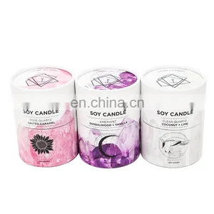 Bio Friendly Candle Packaging Custom Cylinder Paper Tube Fancy Packaging for Scented Candle thumbnail-1