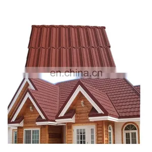 Brick Red Colour Nosen Type Stone Coated Steel Roof Tile 0.3mm 0.35mm 0.4mm 0.5mm Metal Roofing Sheet thumbnail-1