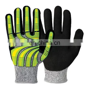 Anti-Vibration HPPE Nitrile Coated Cut 5 Impact Gloves With TPR for Oil Field thumbnail-2