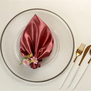 Wholesale Banquet Wedding Gold Silver Rimmed Glass Charger Plate thumbnail-1