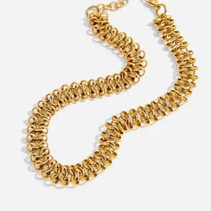 18K PVD Gold Plated Stainless Steel Chain Necklace - Non-Fade Fashion Jewelry for Women thumbnail-5