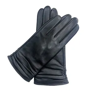 China Gloves Factory Wholesales Genuine Winter Sheepskin Leather Glove for Women thumbnail-1